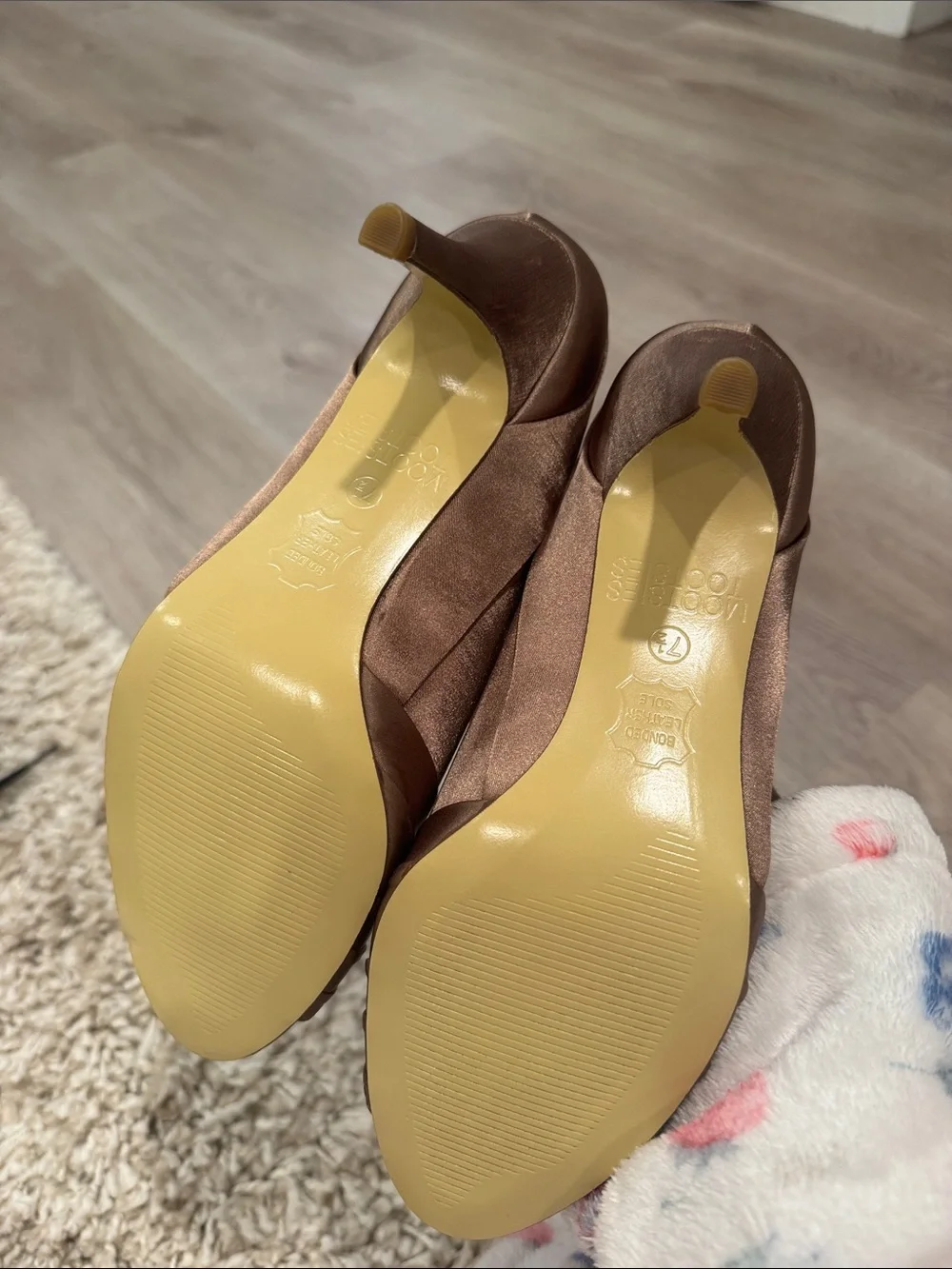 Mootsies Tootsies Brown Peep-Toe Heels with Rosette